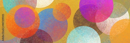 Colorful circles or balls in modern abstract background, creative graphic art pattern, blue purple white black yellow orange and red colors with grunge texture and geometric pattern