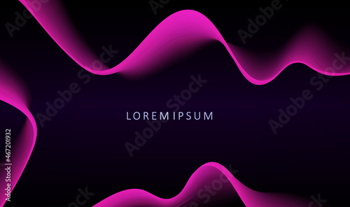 Black background with gradient, abstract purple bright flowing wave patterns