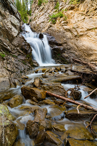Waterfall Along a Mountain Stream
