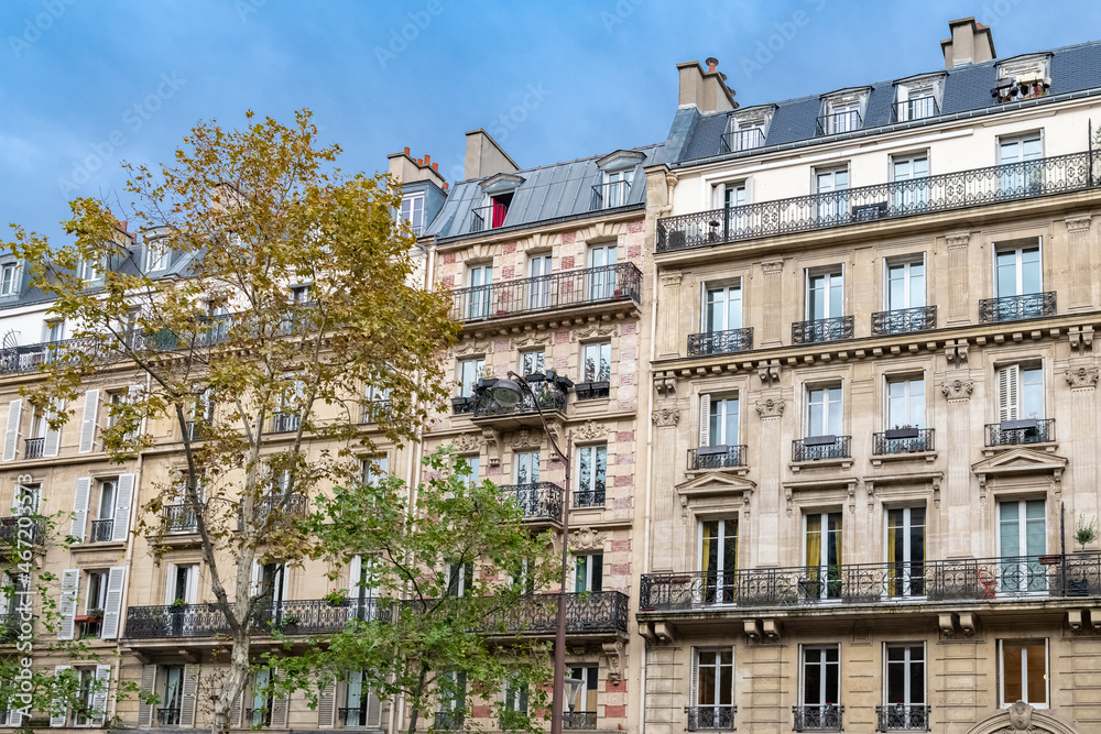 Paris, beautiful buildings, boulevard Voltaire in the 11e district
