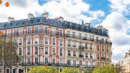 Paris, beautiful buildings, boulevard Voltaire in the 11e district 