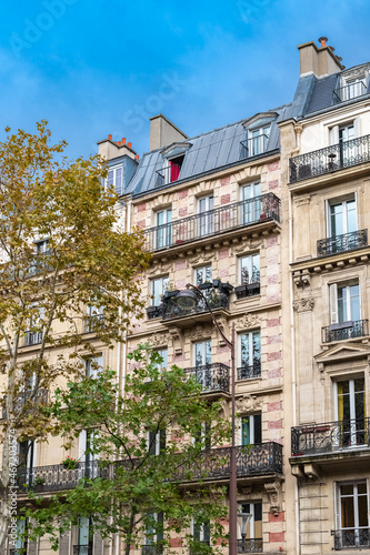Paris, beautiful buildings, boulevard Voltaire in the 11e district 
