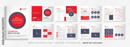 company profile brochure template layout design, 16 pages corporate brochure design template, Minimal Business Brochure template design