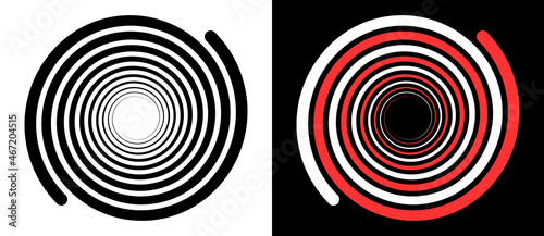 Swirl lines as spiral. Line art background. Yin and Yang symbol.