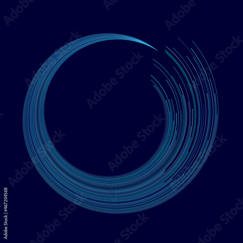 Blue art lines digital design. Rotating lines as abstract background or icon.