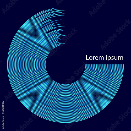 Abstract background with blue circle. Dynamic icon or logo.