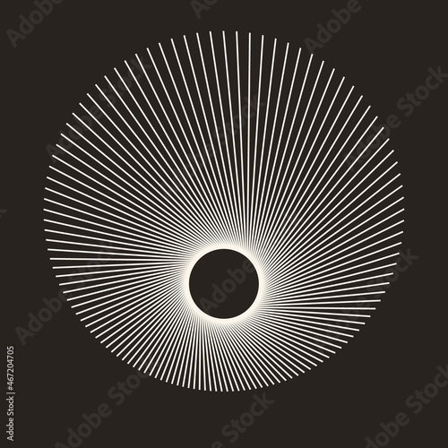 Geometric art line background. Creative minimal sun icon or logo.
