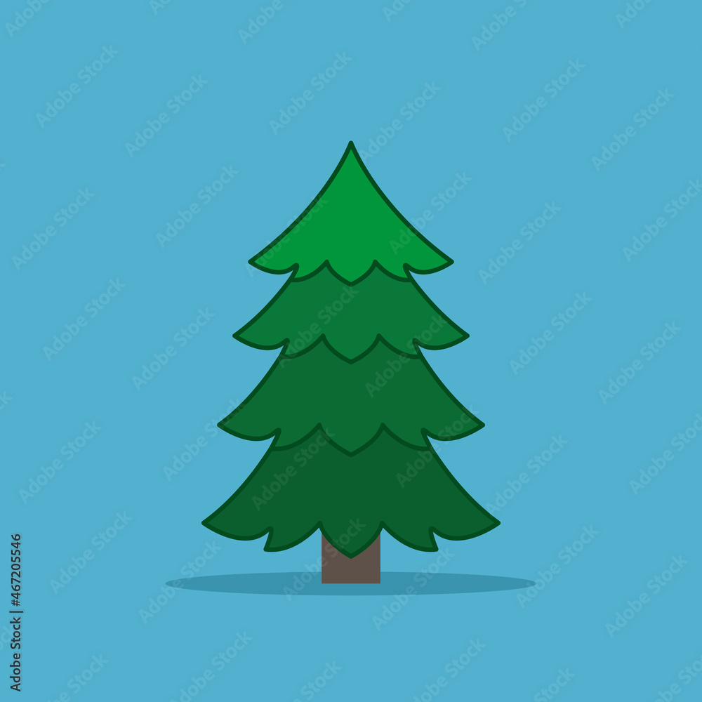 Christmas fir or pine tree empty on blue background. Forest, nature, New Year, winter and celebration concept. Flat design. Vector illustration. EPS 8, no gradients, no transparency Christmas fir or pine tree empty on blue background. Forest, nature, New Year, winter and celebration concept. Flat design. Vector illustration. EPS 8, no gradients, no transparency