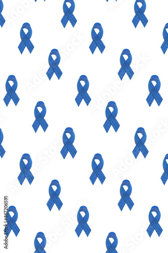 World diabetes day with symbol blue ribbons pattern on white background
