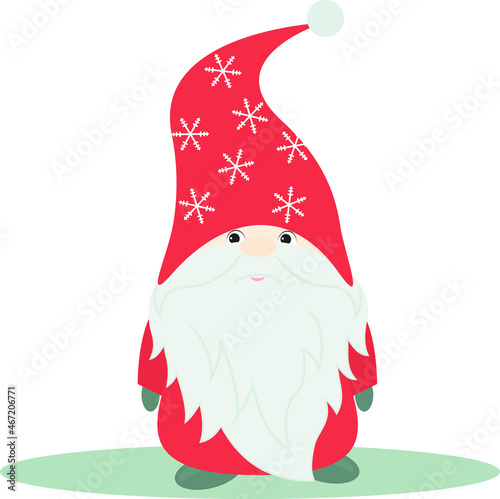 cute christmas gnome with beard 