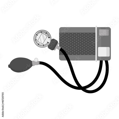 Semi automatic Sphygmomanometer with a stethoscope for measuring blood pressure.