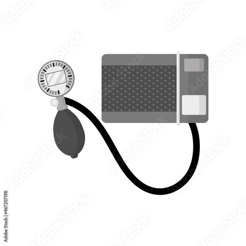 Semi automatic Sphygmomanometer with a stethoscope for measuring blood pressure.