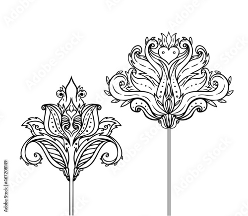 Floral paisley inspired Indian vector colorful ornate seamless pattern. Decor...