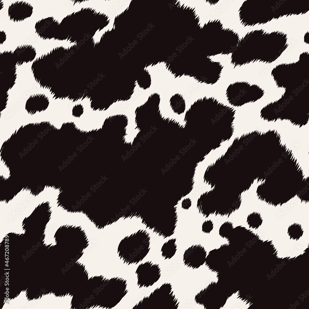 Seamless cow skin pattern. Vector cattle texture.