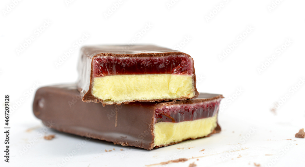 Closeup of chocolate bar isolated on white Closeup of chocolate bar isolated on white