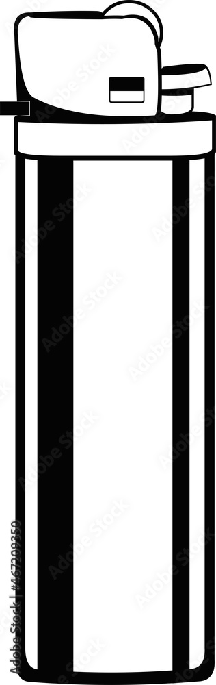 Vector illustration of a lighter drawn in black and white

