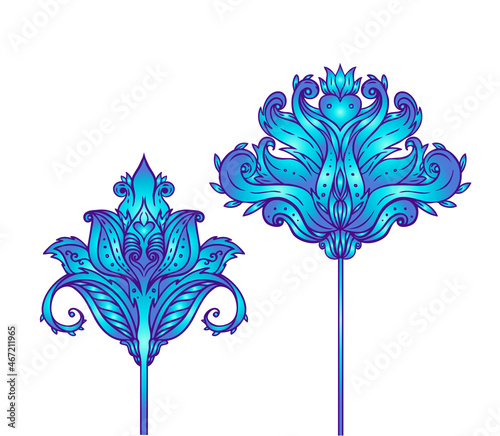 Floral paisley inspired Indian vector colorful ornate seamless pattern. Decor...