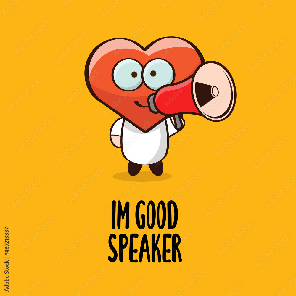 Fototapeta premium tiny cartoon heart character with megaphone