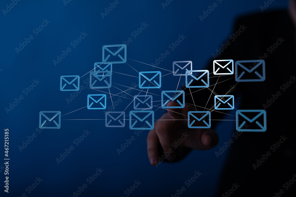 Approved email and spam message displayed on a futuristic interface Approved email and spam message displayed on a futuristic interface
