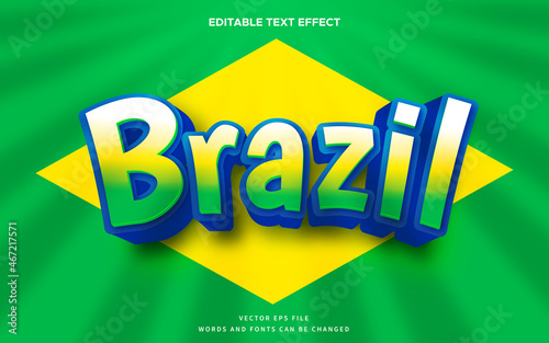 3d Brazil text effect. Fancy font style perfect for logotype, title and heading of poster, banner, movie or any other purpose.