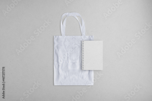 Cloth bag mockup blank with notebook