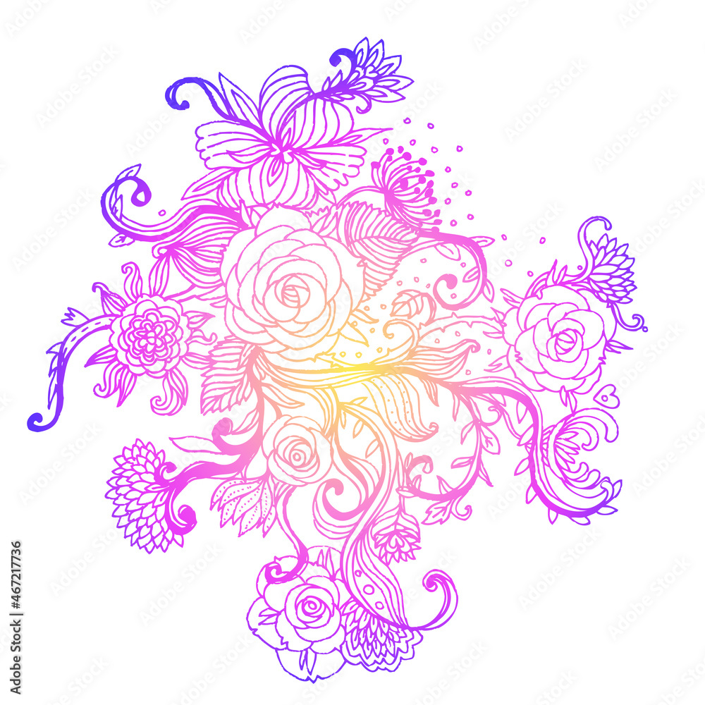 Floral ornate pattern with roses. Vector illustration. Floral ornate pattern with roses. Vector illustration.