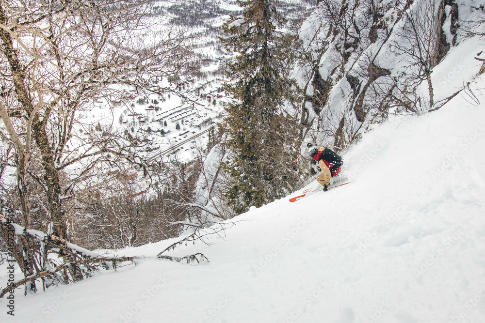 skiing in the mountains skiing in the mountains