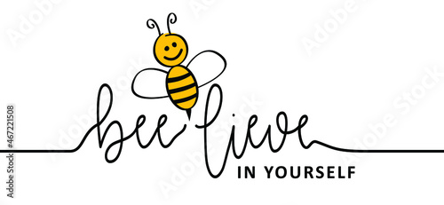 Slogan believe in yourself or believe you can or.  Relaxing and chill, motivation inspiration quote. Trust yourself, self confidence concept. Vector pictogran, icon or symbol