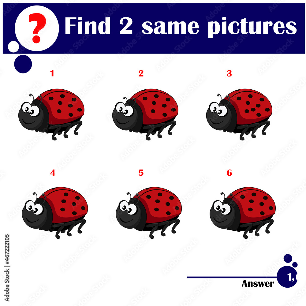 Fototapeta premium Kids educational games collection. Cute ladybug