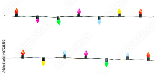 Christmas lights string isolated on white background with clipping path. © Achira22