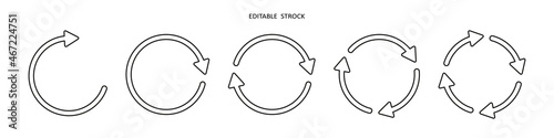 Set of circle arrow vector icons. Recycling icon. Circular vector arrows. Refresh and reload arrow icon. Arrows sign. Repeat cycle symbol. Infographic isolated on white background
