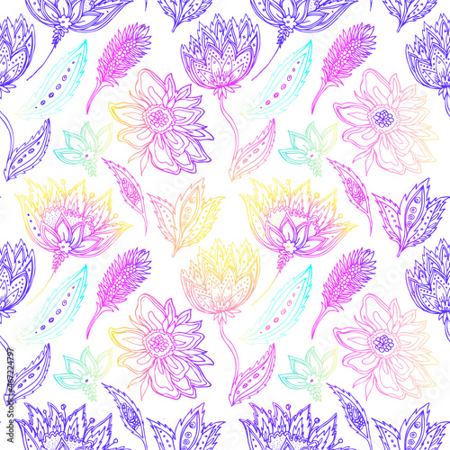 Cute pink floral seamless pattern background