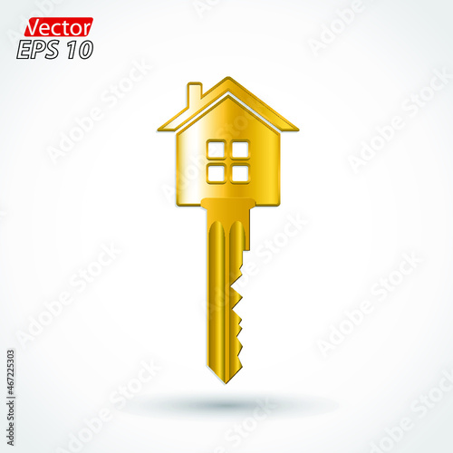 house form key 3d shiny gold object