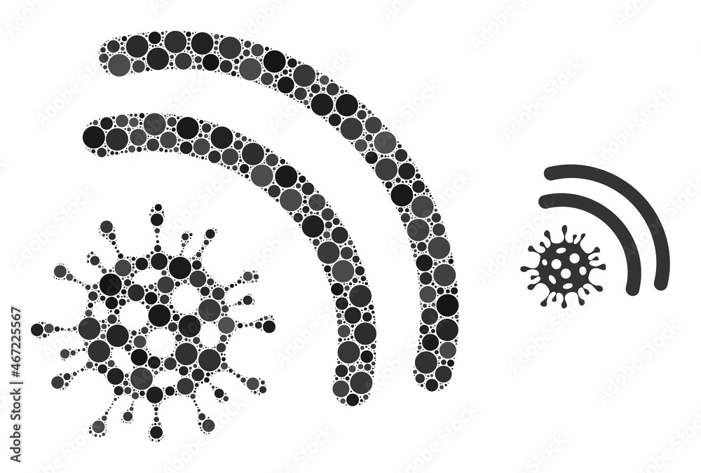 Virus emanation vector composition of small circles in various sizes and color shades. Small circles are organized into virus emanation vector composition. Abstract vector illustration. Virus emanation vector composition of small circles in various sizes and color shades. Small circles are organized into virus emanation vector composition. Abstract vector illustration.