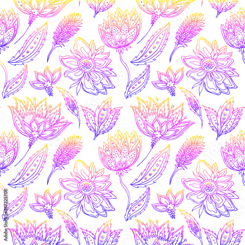 Cute pink floral seamless pattern background