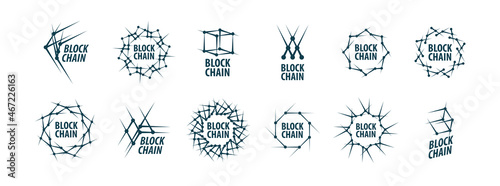 A set of Abstract Vector logos Blockchain