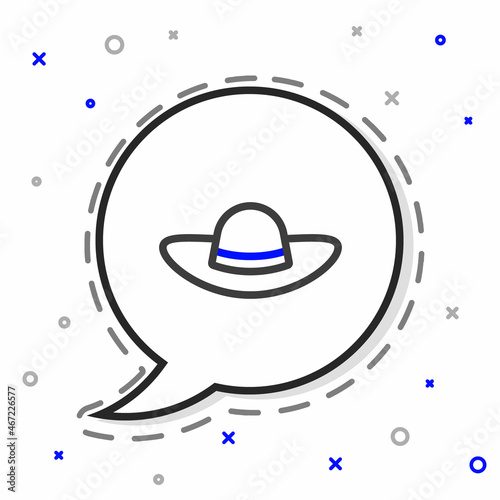 Line Elegant women hat icon isolated on white background. Colorful outline concept. Vector