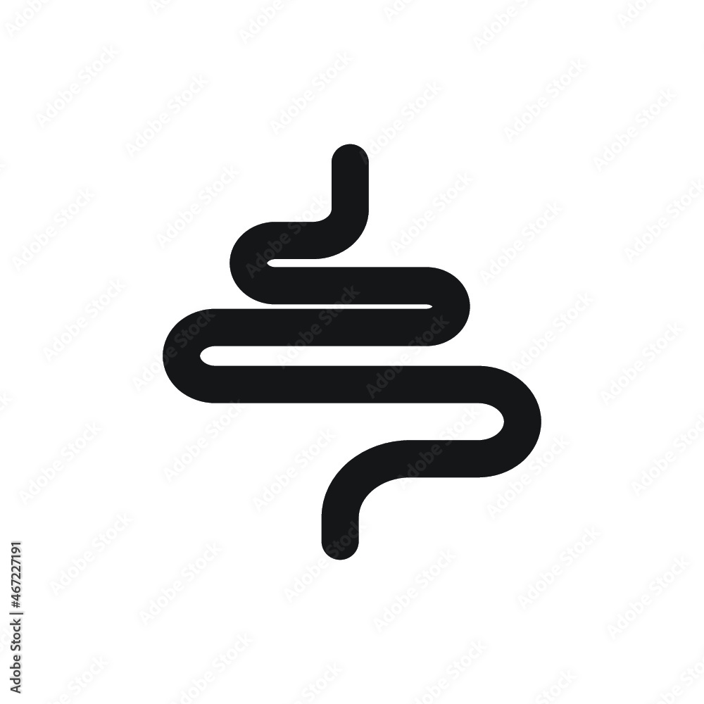 Intestine icon template in black flat design on white background, Intestine icon template in black flat design on white background,
