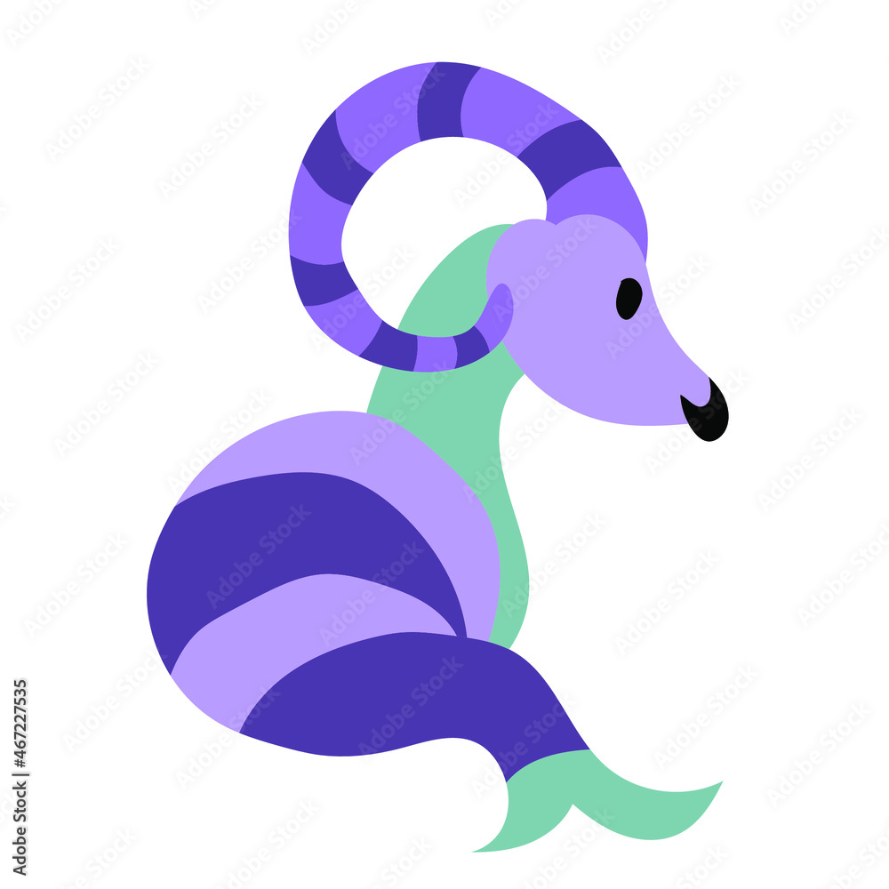 Obraz premium Zodiac sign, aries, vector on a white background