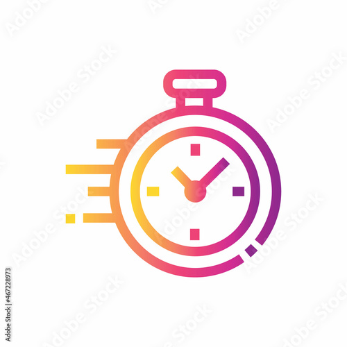 Sport timer line icon in gradient color. Stopwatch vector outline sign.
