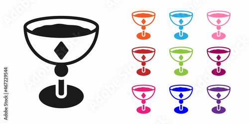 Black Medieval goblet icon isolated on white background. Set icons colorful. Vector