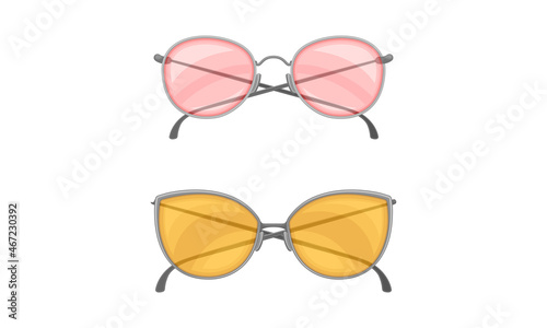 Sunglasses as Protective Eyewear for Wearing in Summertime Vector Set