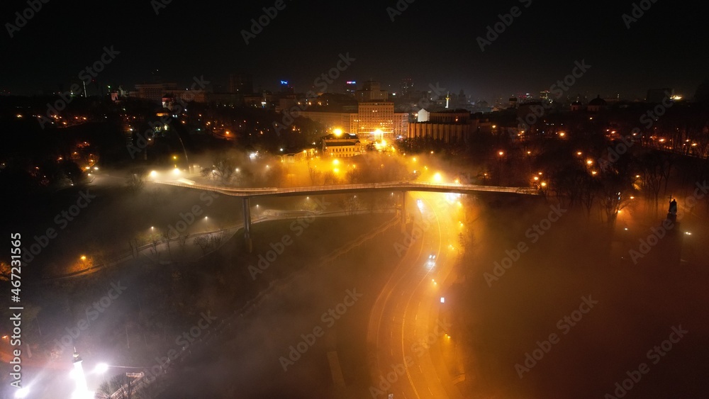 night view of the foggy city night view of the foggy city