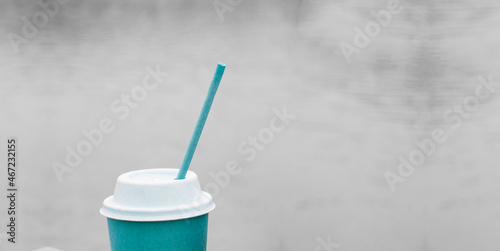 turquoise paper cup. coffee drinking concept. romantic meeting illustration