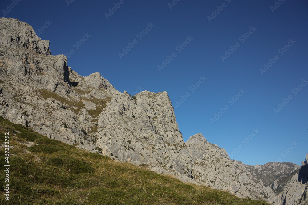 Obraz premium Rocky ridge across the sky at Cares Natural Park in the north of Spain