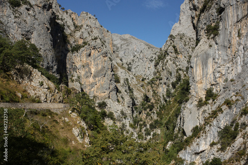 Deep rock gorge at Cares Natural Park in the north of Spain