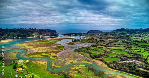 Aerial view of the Ria de Villaviciosa, Asturias. photo
