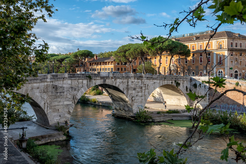 Cestius ancient Roman bridge - Tiber Island in Rome, Italy