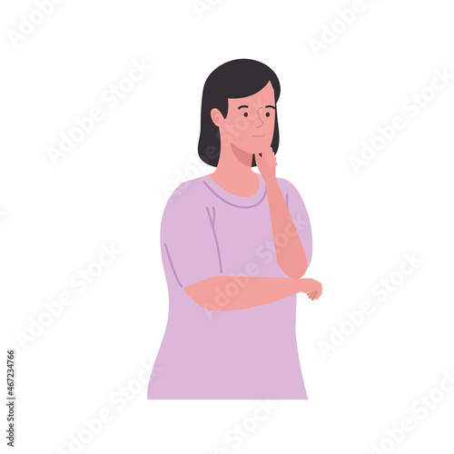 young woman thinking