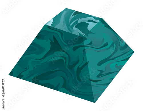 Malachite Truncated Pyramid. Stone geometric body of revolution